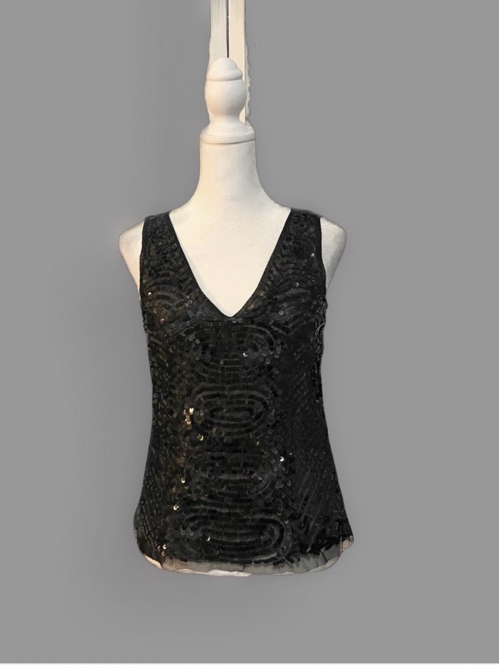 Boston Proper Black Sequin V-Neck Camisole